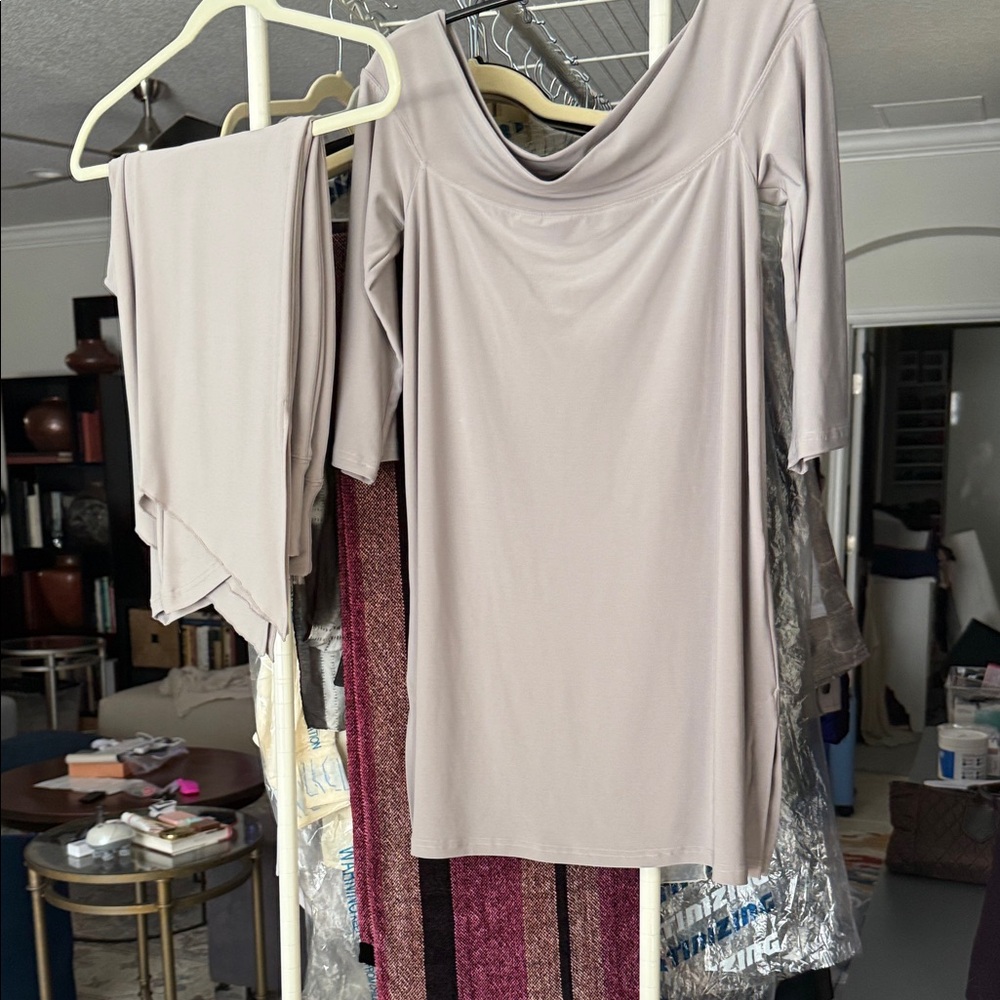 Size 10 Sympli boat neck top Taupe - can be worn off shoulder